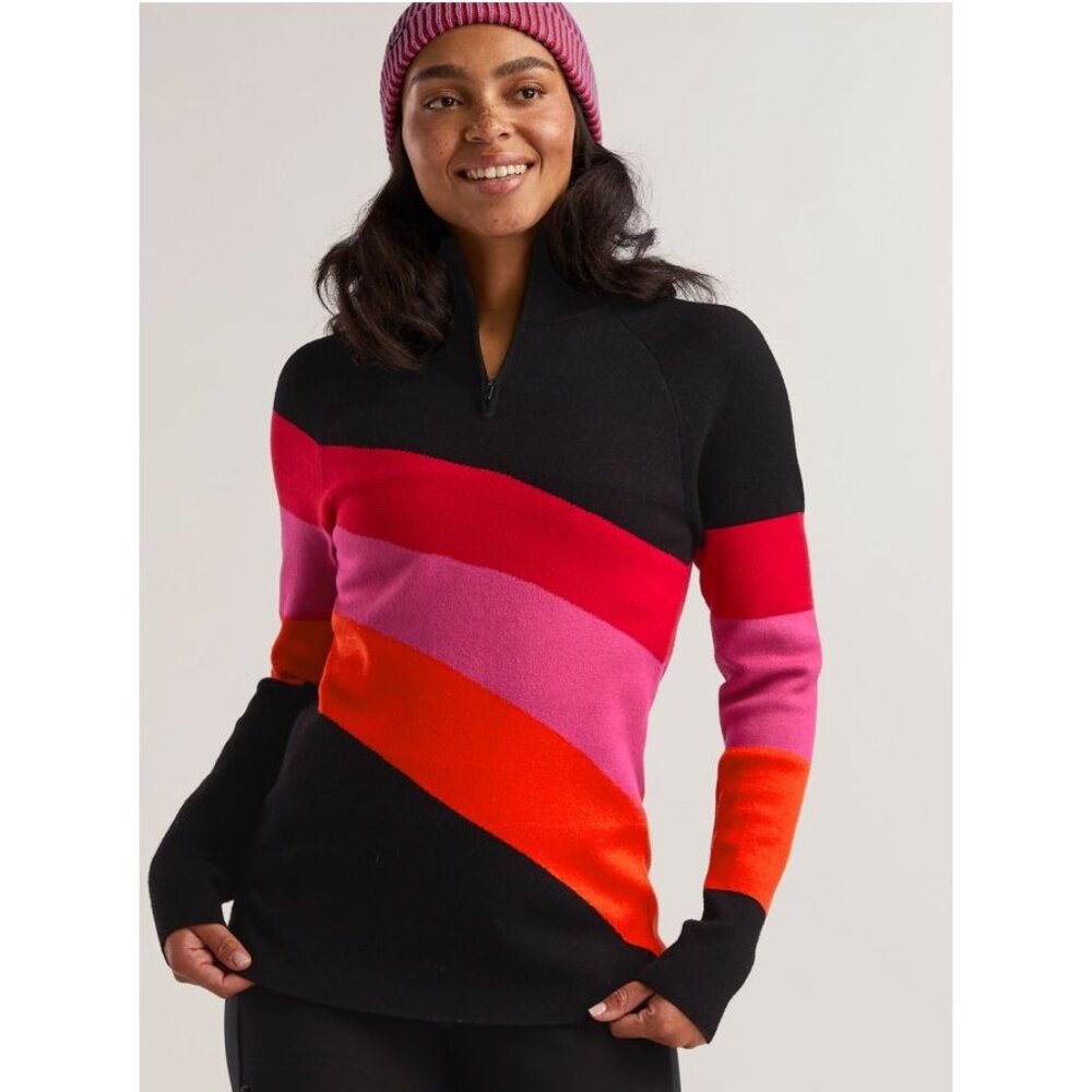 NWT Krimson Klover Cochran 1/4 Zip Sweater Black Color Block W's L MSRP$139